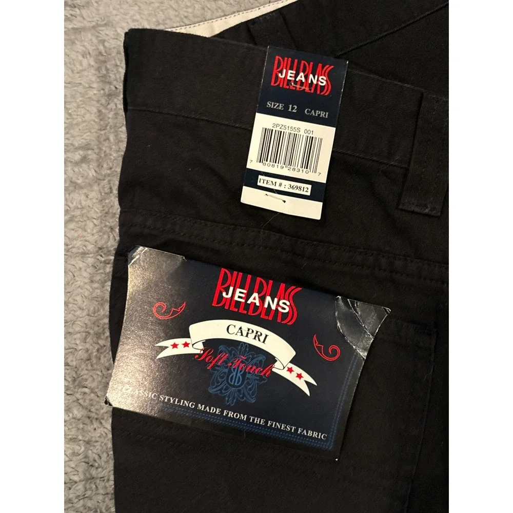 Bill Blass Jeans Womens Black Soft Touch Capri Pants Size 12 High Rise Cropped